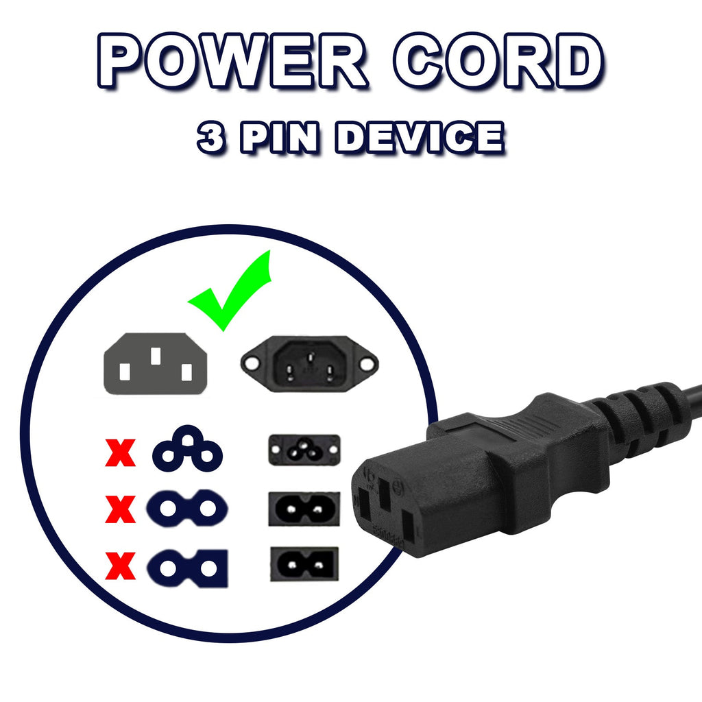 Custom 3 - Prong NEMA 5 - 15P to C13 Power Cord | UL Certified | Computer & Appliance Cable | Custom Length Available - Ohmly